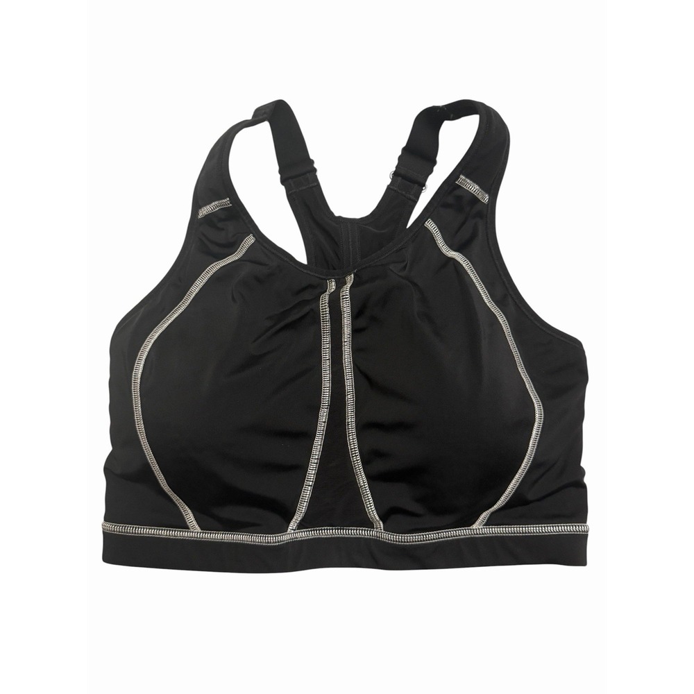 SYROKAN Full Coverage Sports Bras Racerback Wireless Size 36D Black Adjustable